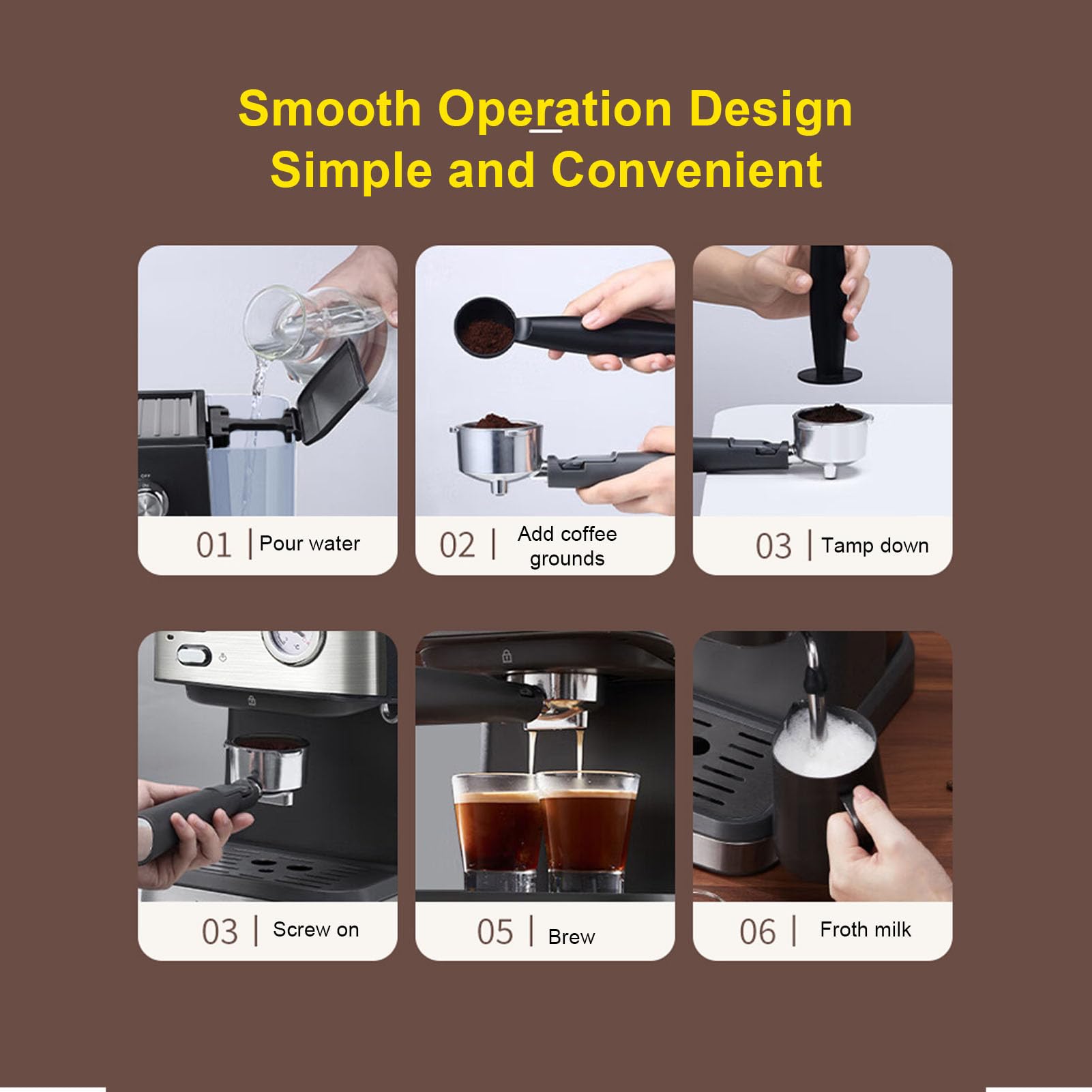 Semiautomática con 20 Bar de Presión y Control PID (Enchufe europeo) | Portafiltro de 51 mm para una rica crema, tanque extraíble de 1,5 L, calefacción de 1050 W, interruptor de preparación fría