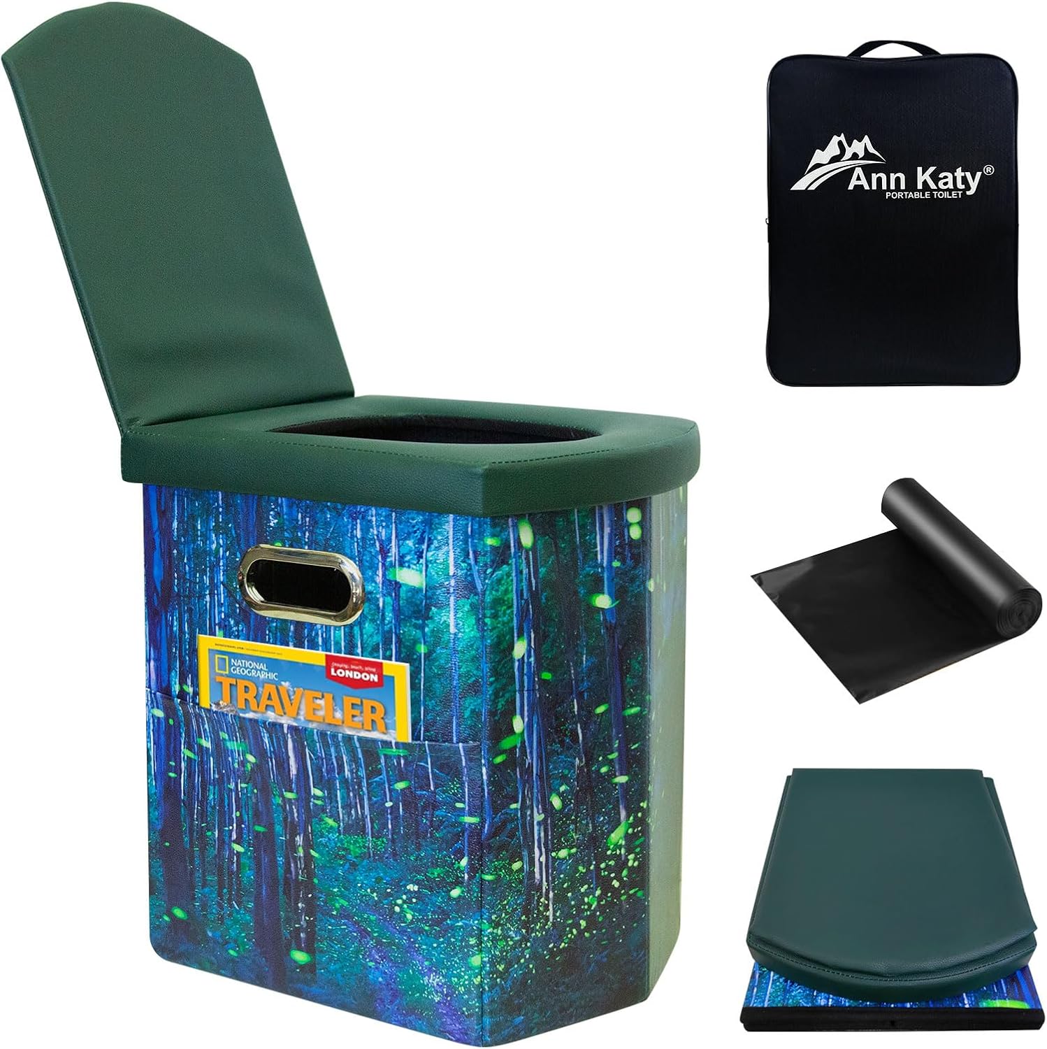 Upgrade XL Portable Toilet for Adults, Extra Large Portable Travel Floding Toilet, Camping Tall Toilets with Lid for Adults and Kids Compact Potty for Car,Hiking,Beach and Camping