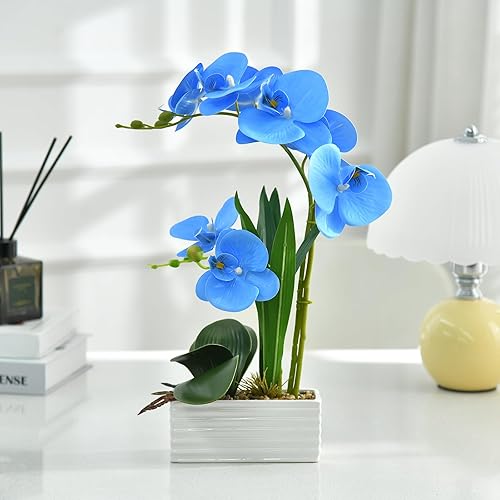 Miniatura 4 de Orquídeas artificiales con florero, Phalaenopsis de seda sintética en maceta, bonsái para decoración de habitación, hogar, oficina, centros de mesa,