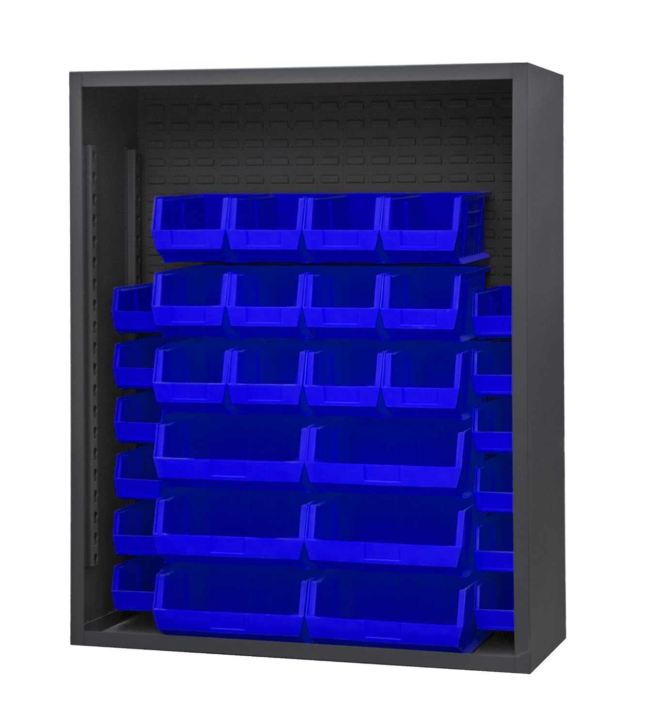 Durham 5006-30-5295 Extra Heavy Duty Shelving with 30 Blue Hook-On-Bins, 48" x 18" x 60"