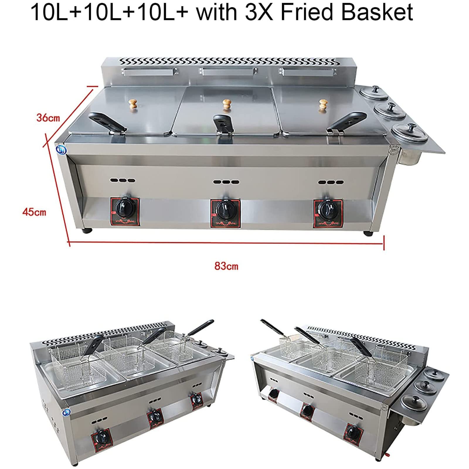 Friggitrice Professionale, friggitrice a Gas di Grande capacità da 20 l/30 l, in Acciaio Inox per Uso Domestico e Commerciale, Potenza di Fuoco Regolabile, Facile da Puli