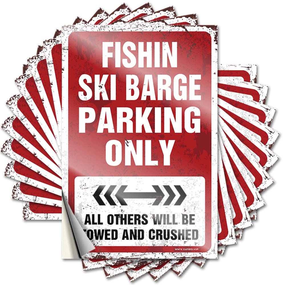 Decal Cats, Checkered Case Fishin Ski Barge Parking Only | Cottage Core Decorations(12X18CM)