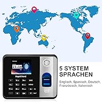 Vista 3 de Reloj de hora: relojes de hora de huellas dactilares para empleados, pequeñas empresas, cálculo automático de horas, reloj biométrico sin conexión