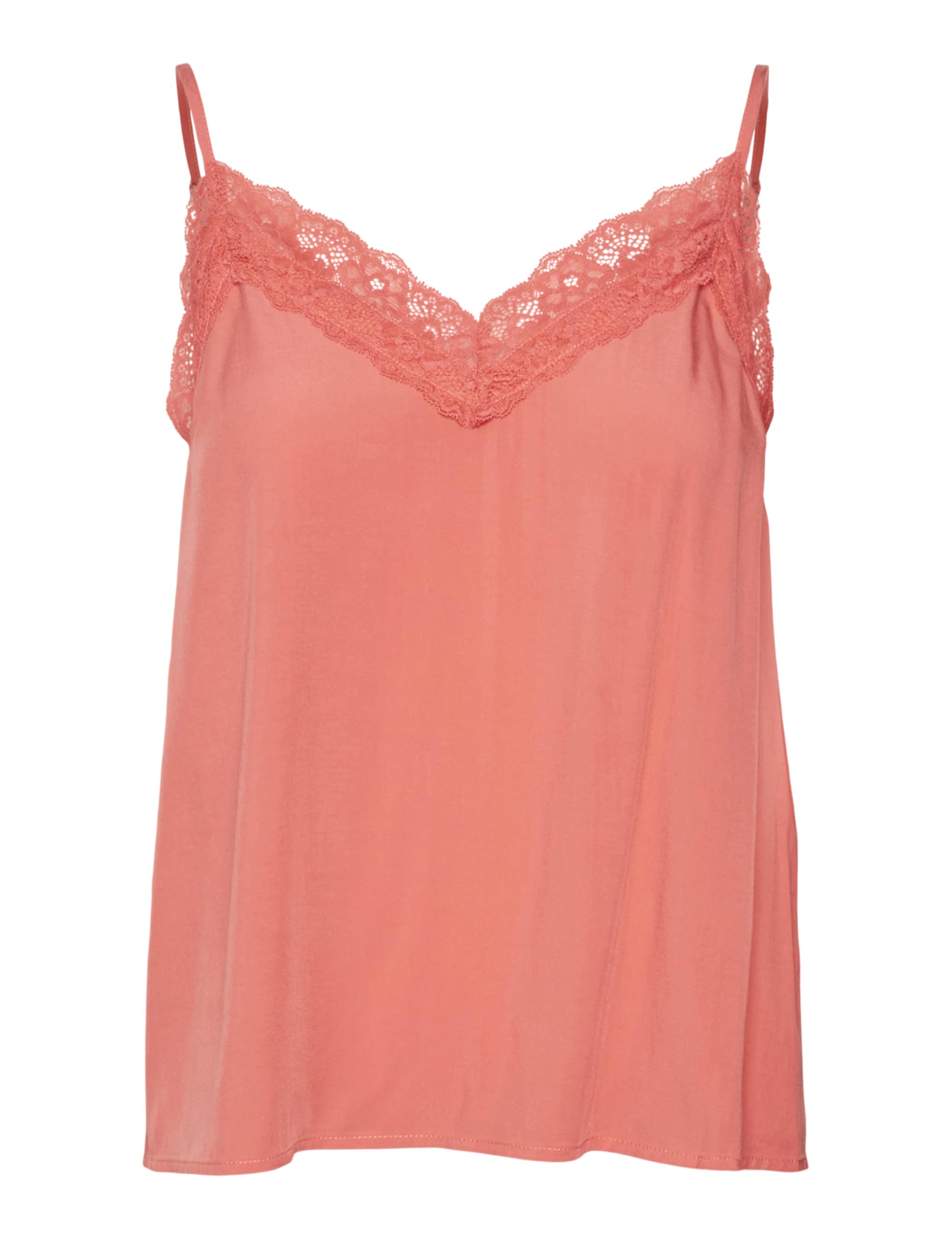VERO MODA Women's Vmrusk Lace Singlet WVN Ga Top, Cayenne, XS