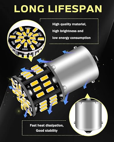 Miniatura 3 de Bombillas LED 1156 1141 7506 para RV, P21W 1003 1073 BA15S RV LED blanco cálido, 3014 54 SMD LED de repuesto para 12 voltios interior de caravana,