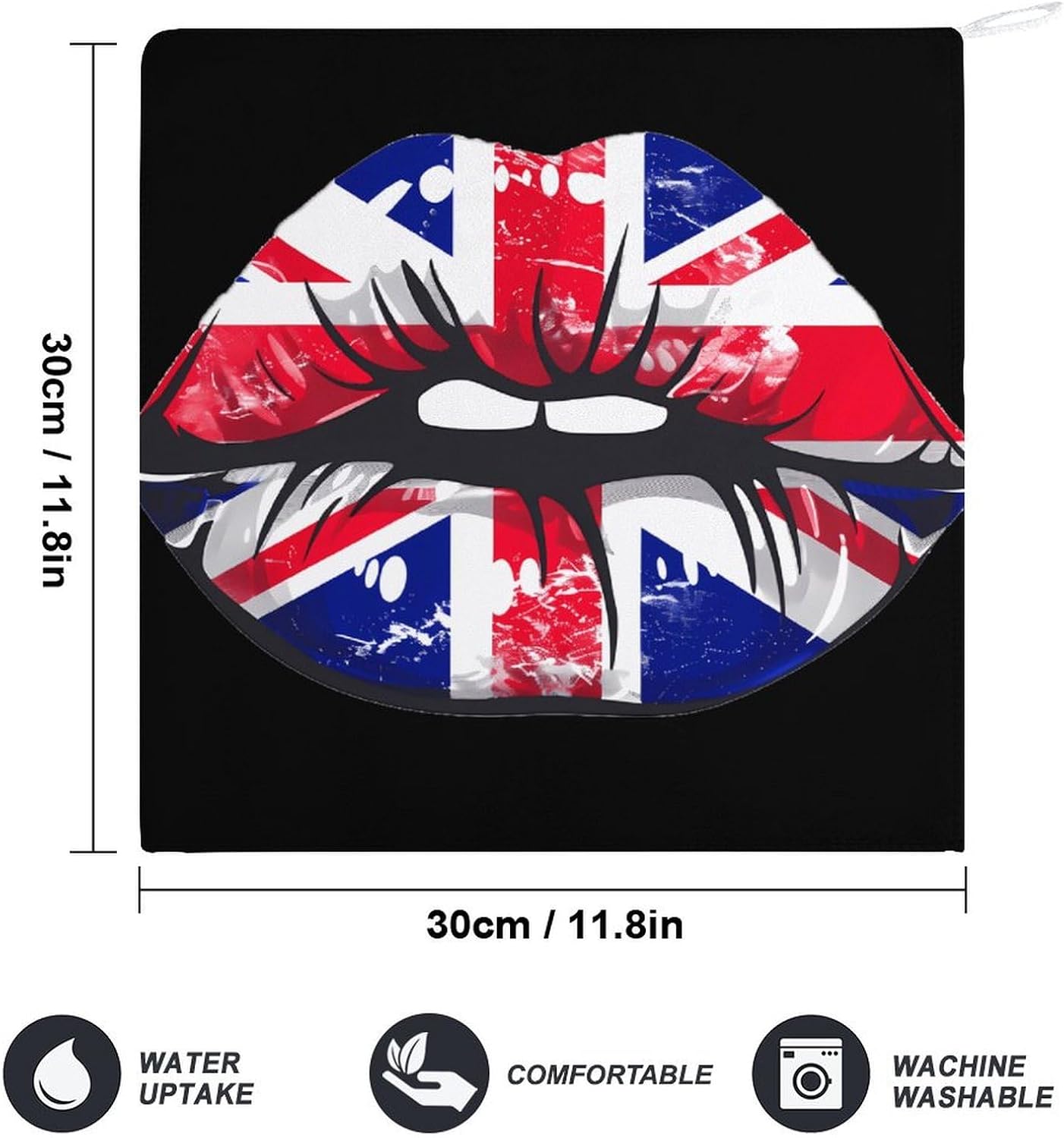 Great Britain England Lips Hand Towels for Bathroom Kitchen Towels Small Towel Handkerchiefs with Hanging Loop 4PCS