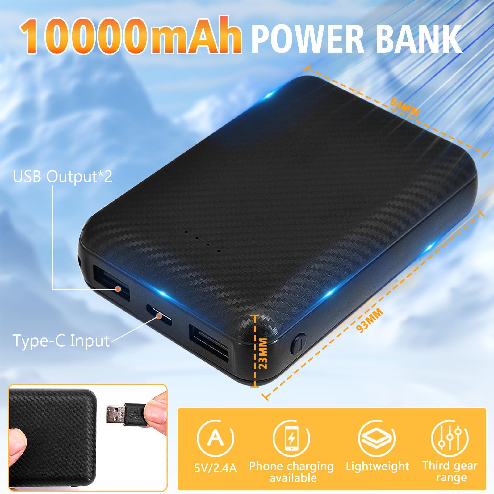 Ogrzewana kamizelka, podgrzewana kamizelka z akumulatorem 5 V, 10000 mAh, z 8 strefami grzewczymi, 3 regulowane poziomy ciepła