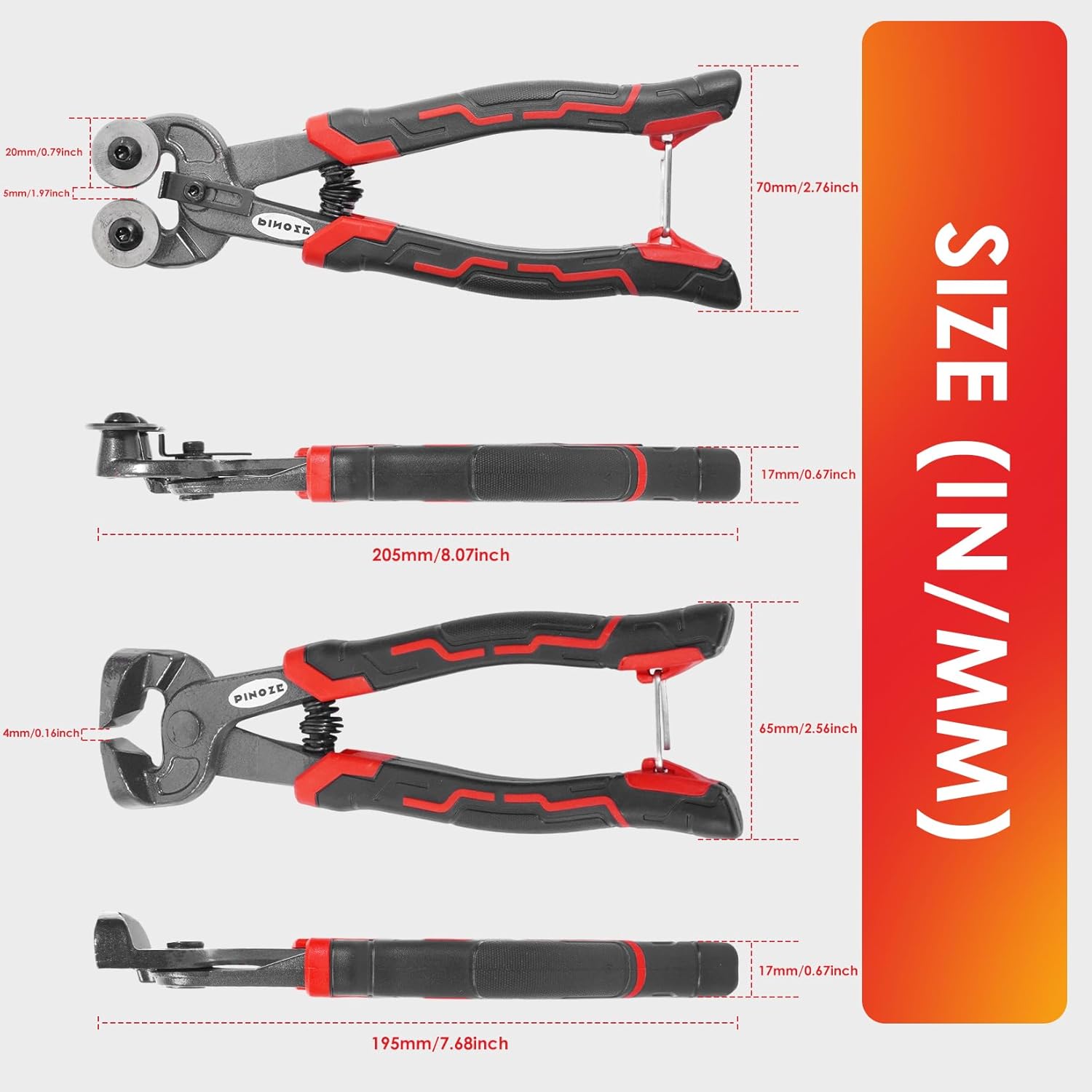 PINOZE 2-Piece Glass Tile Nippers Set - Heavy Duty Wheeled Glass Mosaic Nipper & Hd Ceramic Tile Cutter Pliers with Handle Lock - Shapping Pliers Cutting Tools, Stone, Metal