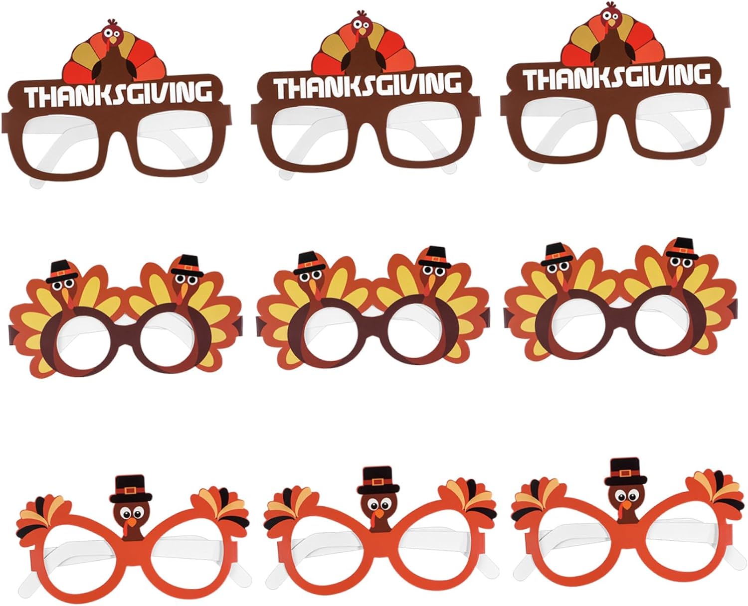 Amosfun 9PCS Turkey Eyeglasses Thanksgiving Party Supply Sunglasses Costume Accessory Party Favors