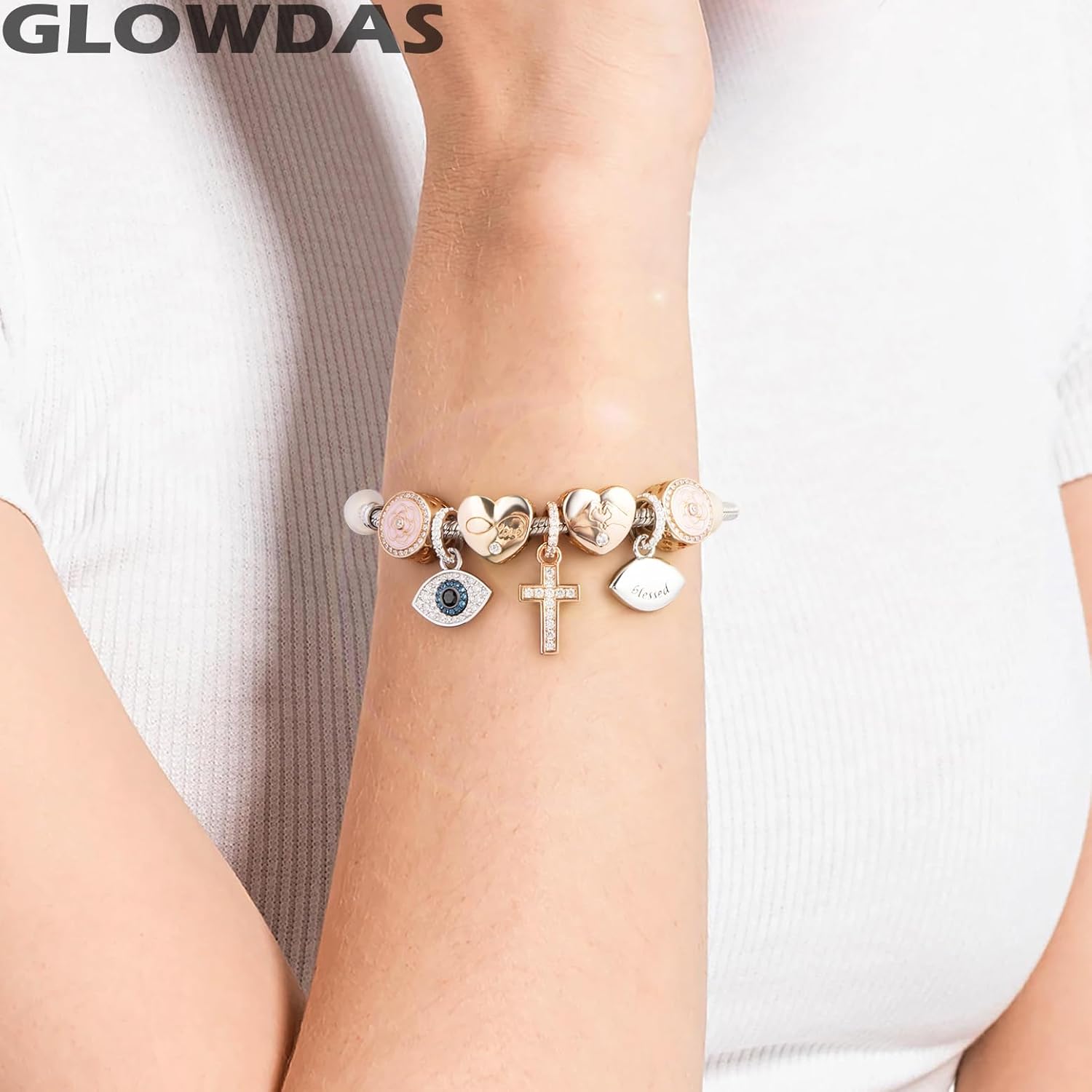 Evil Eye Charms Dangle fit Pandora Mothers Day Bracelet Necklace, 925 Sterling Silver Sparkling Turkish Blue Eye Charm Pendant with Blessed, Lucky Gifts for Family/Friends/Couple - Image 6