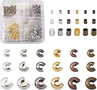 Vista 7 de Pandahall - Juego de 370 cuentas de acero inoxidable con cuentas de engarce abiertas, cubiertas de nudos, puntas de cuentas y cuentas de extremo