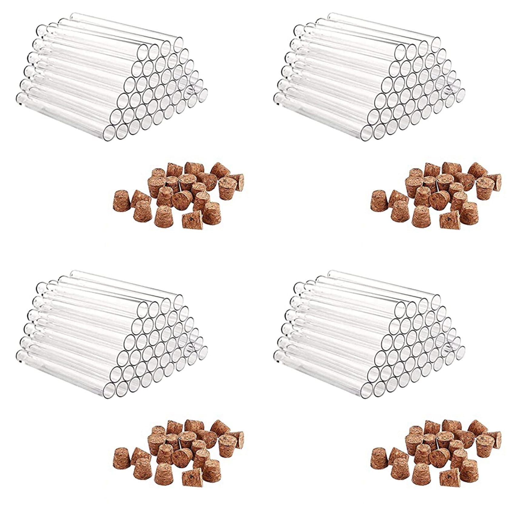 Paquete de 160 Tubos de Ensayo de Plástico con Corcho, Tubos de Ensayo de 20 Ml para Flores, para Manualidades, Dulces, Líquidos, Flores, 150 X 16 Mm