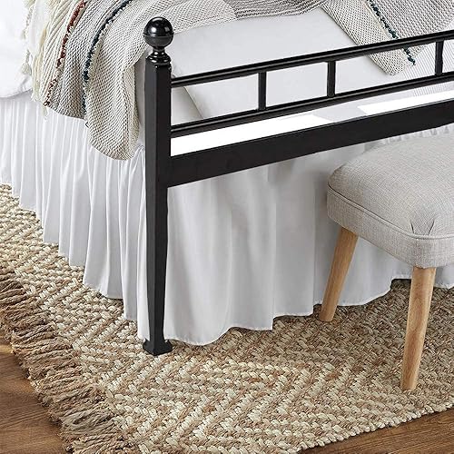 Miniatura 4 de Shreem Linen Falda de cama con volantes con esquinas divididas, color blanco, falda de cama Queen, estilo recogido, fácil ajuste de hasta 15