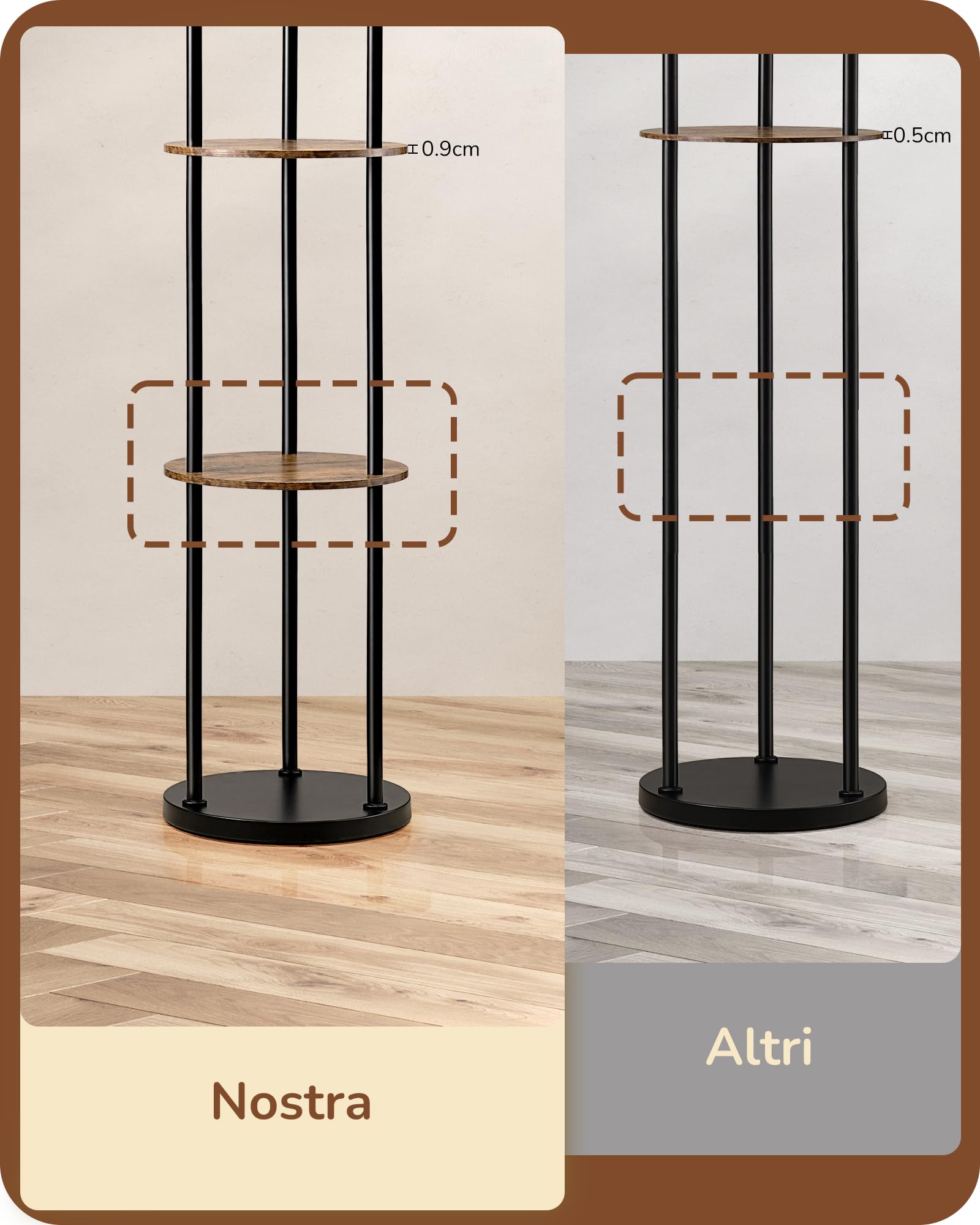 EDISHINE Lampada da Terra per Soggiorno, Lampada da Terra LED 3 Fiamme con Mensola e Paralume in Lino, Attacco E27, Con Lampadine Incluse, Lampada Moderna per Camera fa Letto e Ufficio, 178 cm