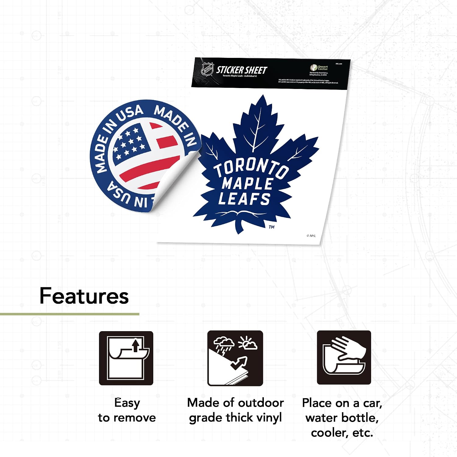Desert Cactus Toronto Maple Leafs Sticker NHL Team National Hockey League Vinyl Decal Laptop Water Bottle Car Scrapbook (Individual A)