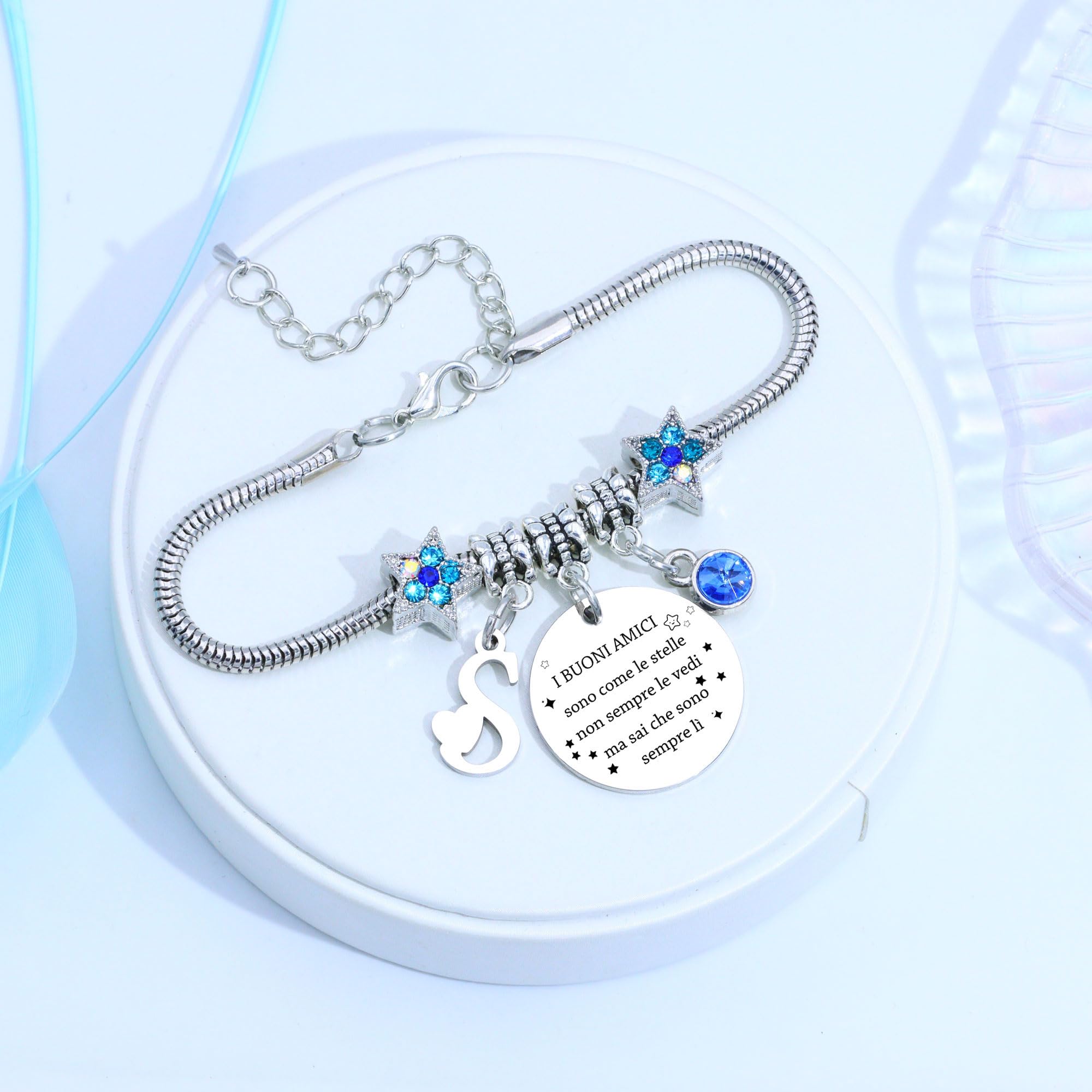 COEROW Braccialetti Delle Donne Con Lettere Iniziali-Regalo Personalizzato Per Buoni Amici,Amicizia Stella Bracciale e Ragazze Braccialetti-Nome Braccialetti Dare Sorella Collega Figlia Gioielli