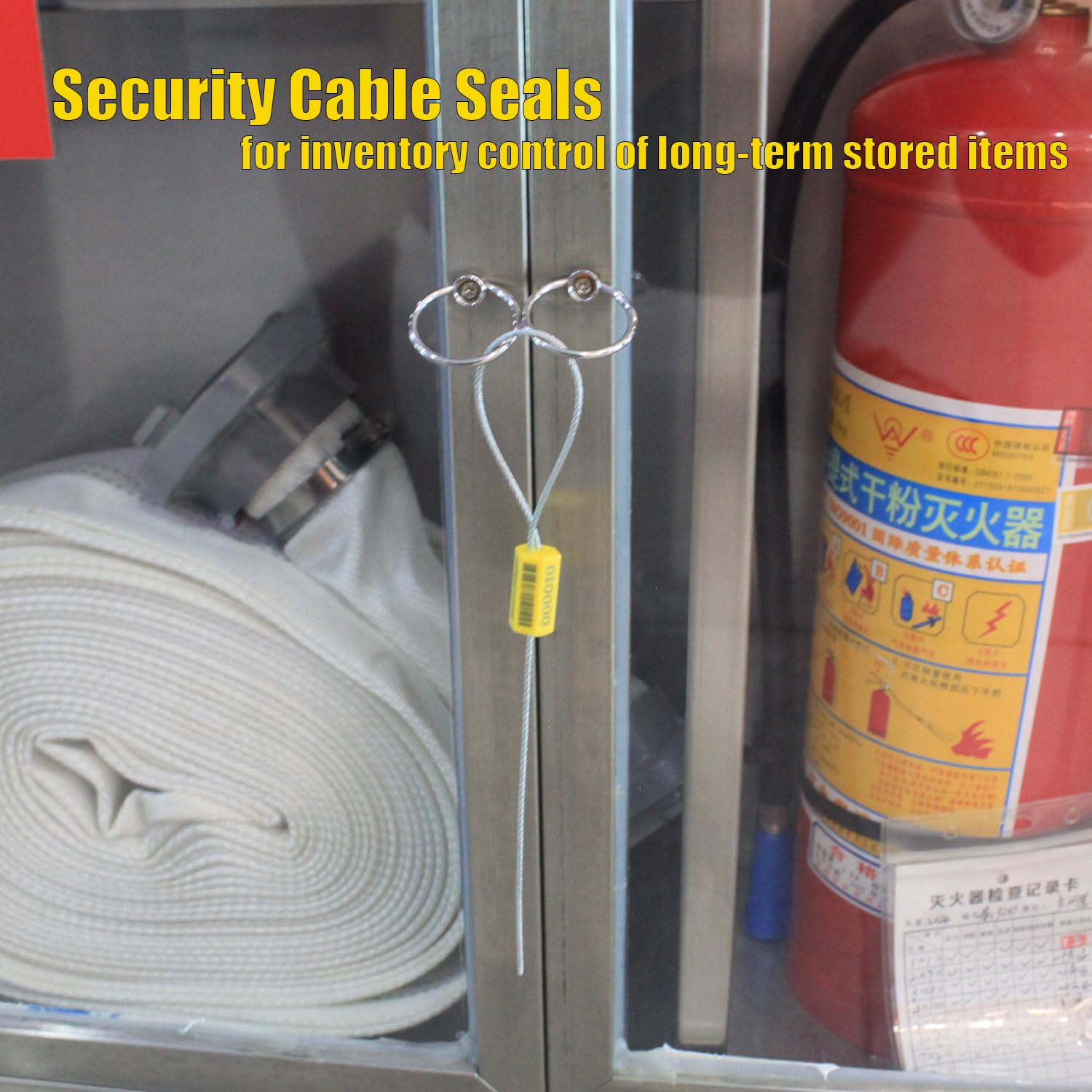 100 sellos de cable de seguridad con código de barras de 1,8 mm x 11,8 cm para camión, remolque, contenedor y envío de carga (correa de alambre de acero Pull-Tite, candado autobloqueante a prueba de