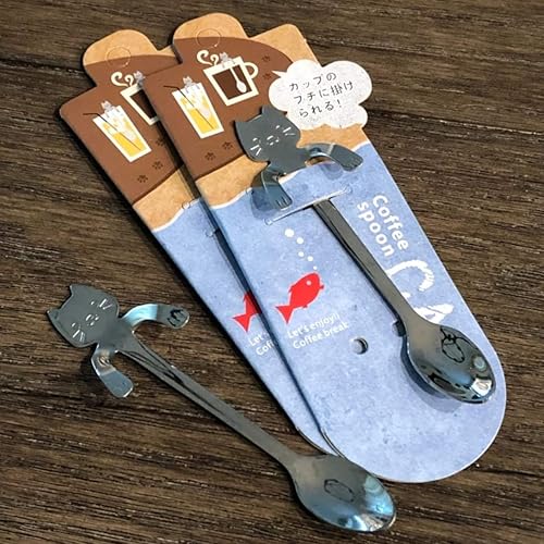 Miniatura 5 de Juego de 4 mini cucharas para gatos, de acero inoxidable 304, de acero inoxidable 304, cuchara colgante, vajilla, cubiertos, utensilios de cocina