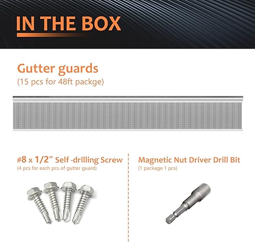 Miniatura 9 de GCGOODS Protector de canalón, sistema de cubierta de canalón de micromalla de 5 pulgadas, 48 pies, protección de hojas, evita caídas obstruidas,
