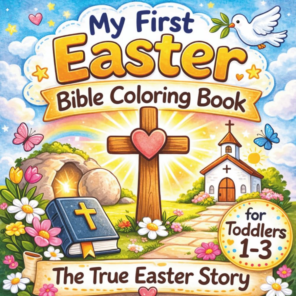 My First Easter Bible Coloring Book for Toddlers 1-3: The True Easter Story with Bold, Simple Designs Featuring Palm Sunday, The Last Supper, the ... Resurrection of Jesus (Lily & Fred Colors)