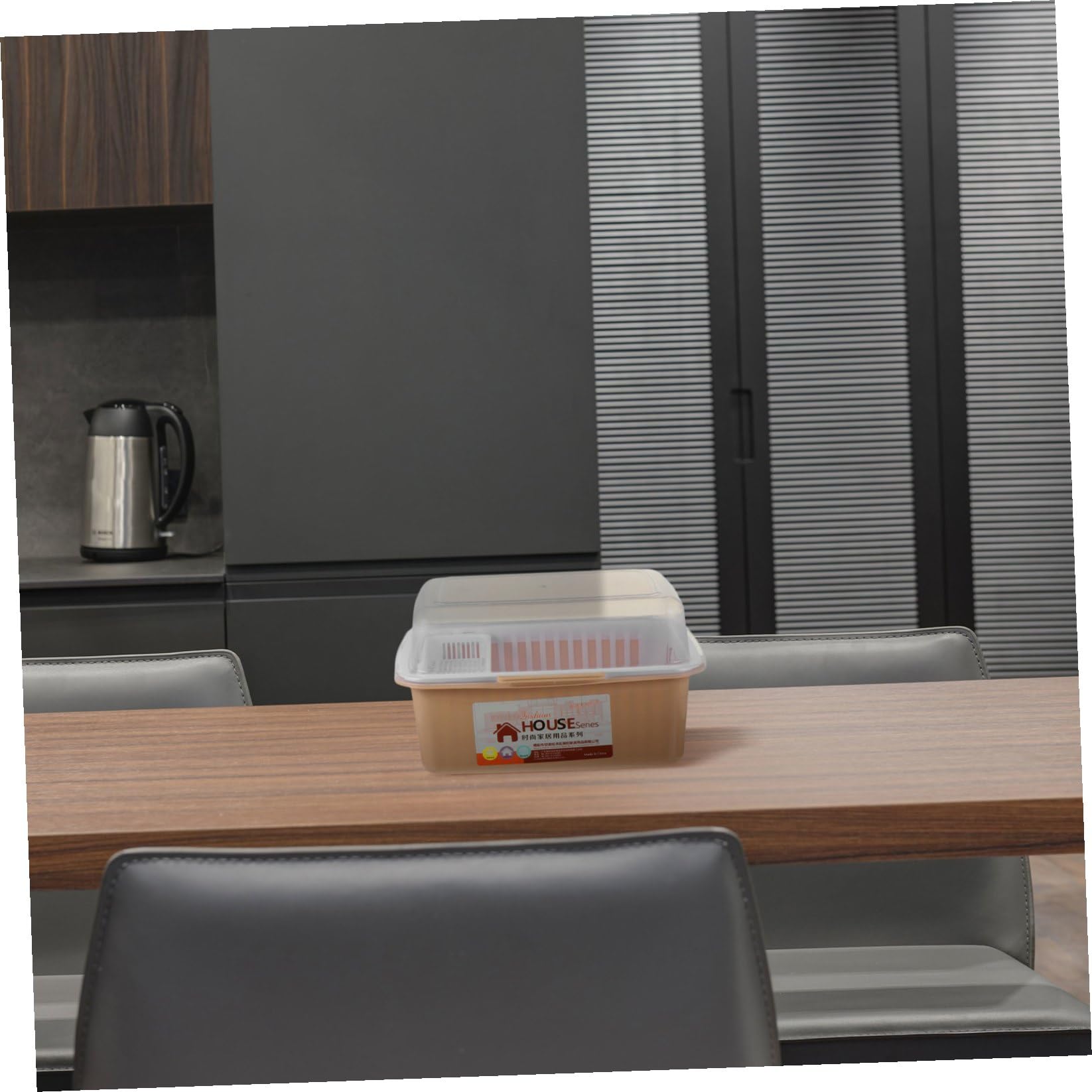 Hemoton Estante de drenaje de cocina, escurridor de platos, escurridor de platos, estante de secado de cuencos, soporte para palillos, organizador de platos, soporte de vajilla con cubierta de tapa
