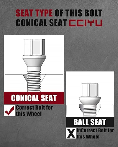 Miniatura 6 de cciyu Pernos de llanta M12x1.25, 20 piezas de pernos cromados de 1.102 in hexagonales de 0.71 pulgadas (0.669 in), juego de pernos para Renegade