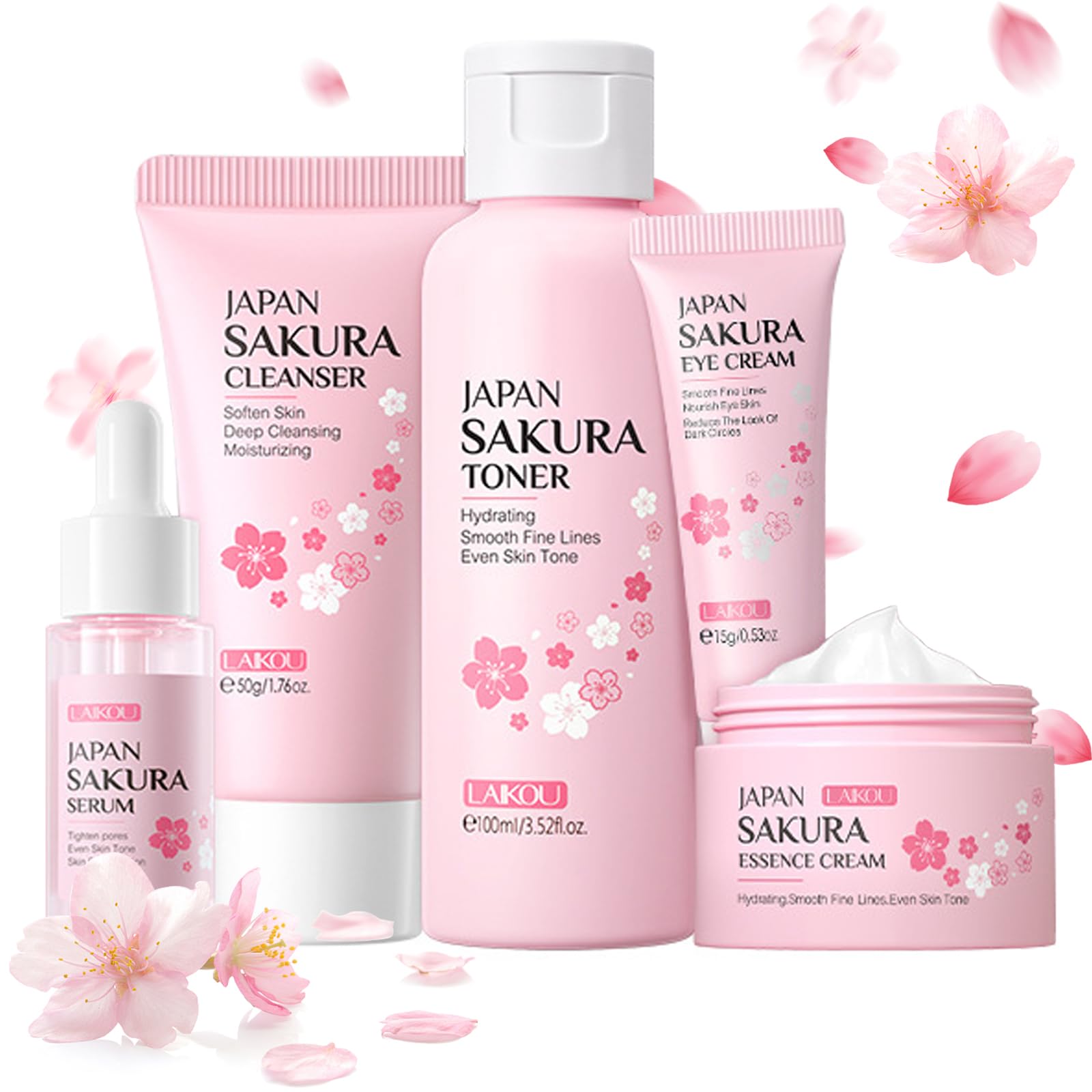 Skin Care Sets & Kits, Cherry Blossom Skin Care for Teenage Girls Skincare Gift Set including Cleanser, Toner, Serum