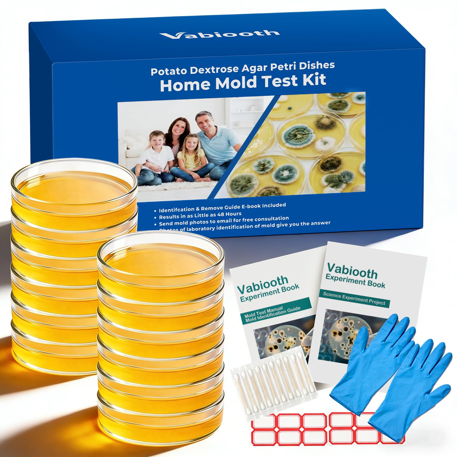 Photo 1 of 12 Packs Agar Petri Dishes Home Mold Test Kit, Science Project Kit, Mushroom Grow, Potato Dextrose Agar Plates Test HVAC System,Home Surfaces, Air Quality Includes Detailed Mold Identification Guide