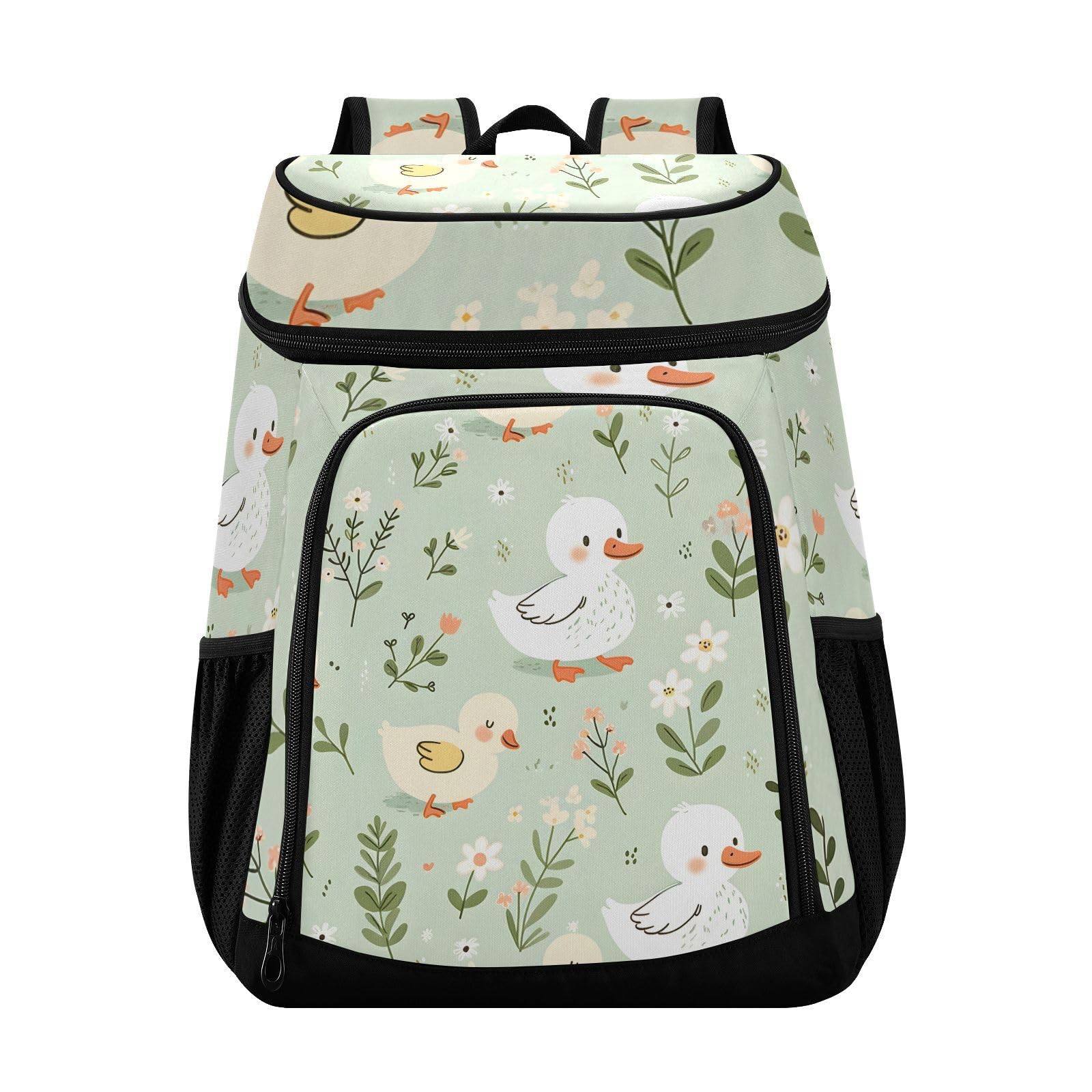 Cartoon Duck Green Cooler Backpack Cooler Insulated Leak Proof Lunch Backpack 36 Cans Waterproof Soft for Men Women Picnic Hiking Camping Beach