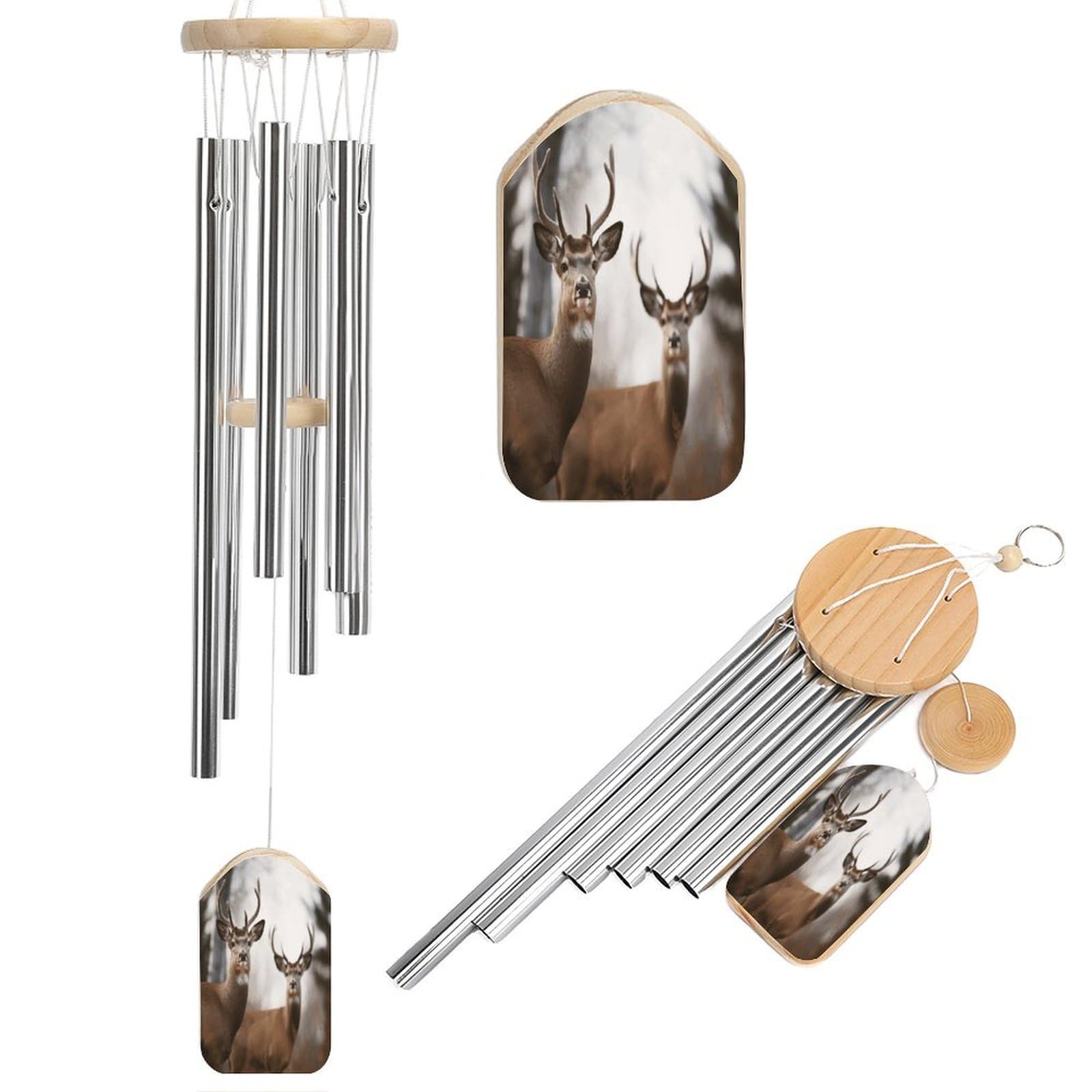 Deer Wind Chimes for Outside Personalized Sympathy Wind-Chime with 6 Tuned Tubes Elegant Aluminium Wind Chimes Memorial Windchimes Best Gift 20.5"