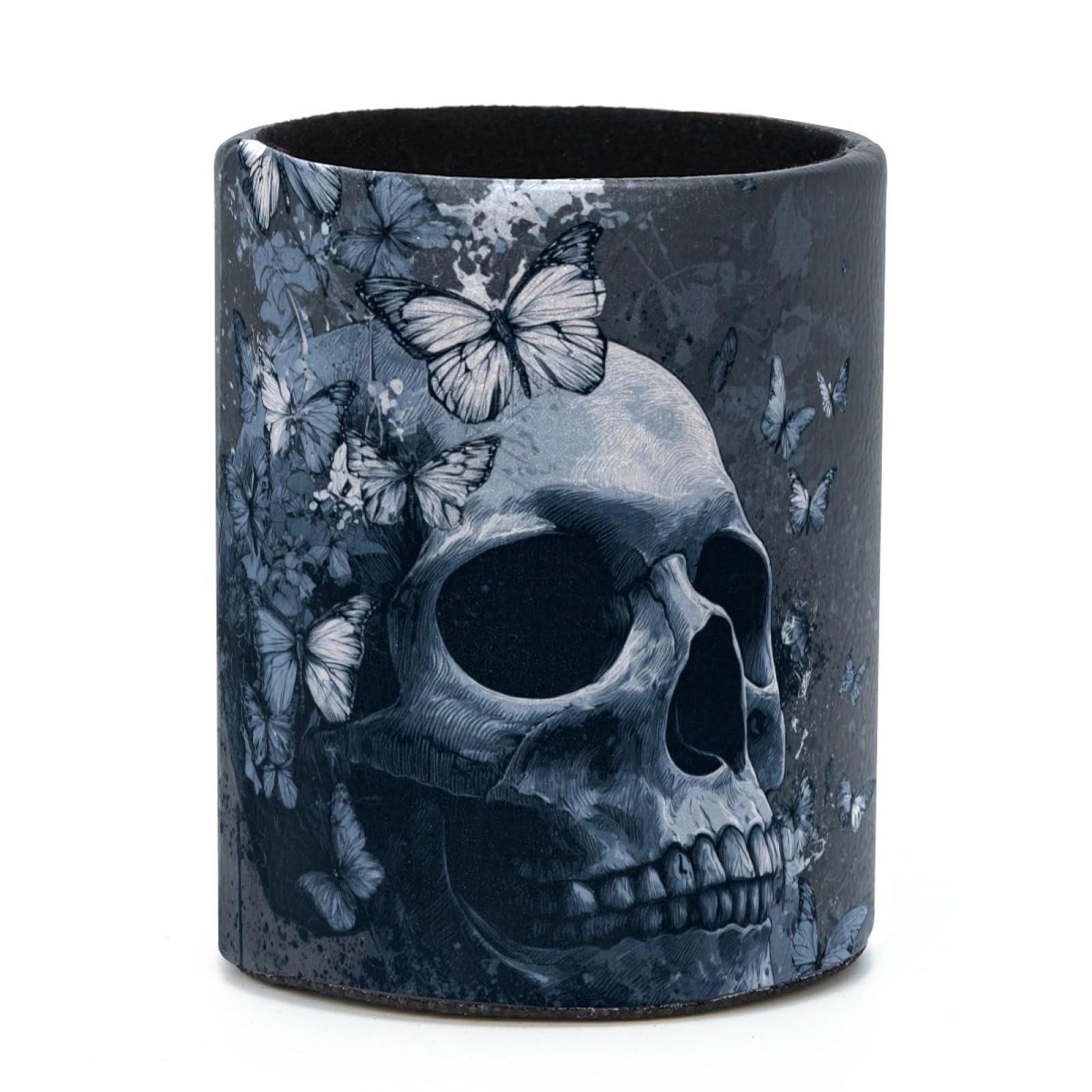VAPOKF Round Pencil Holders for Desk, Skull and Butterfly Pen Holders Pen Pot Makeup Brushes Storage Desktop Stationery Supplies Organiser for Home Office