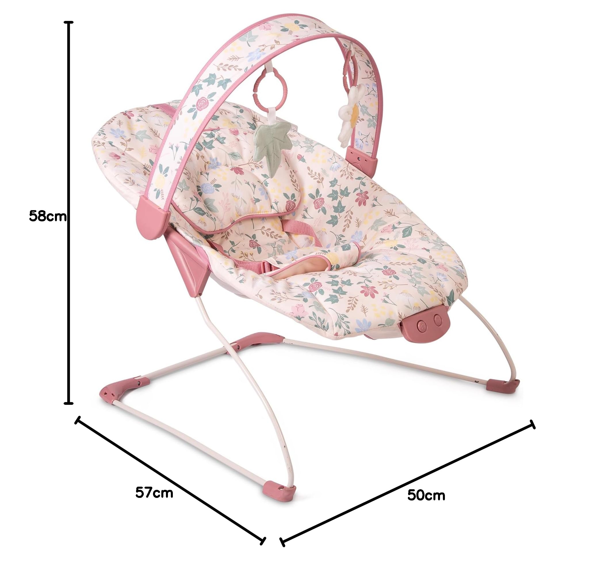 Red Kite Cozy Bounce Transat musical pour bébé Rose et lierre