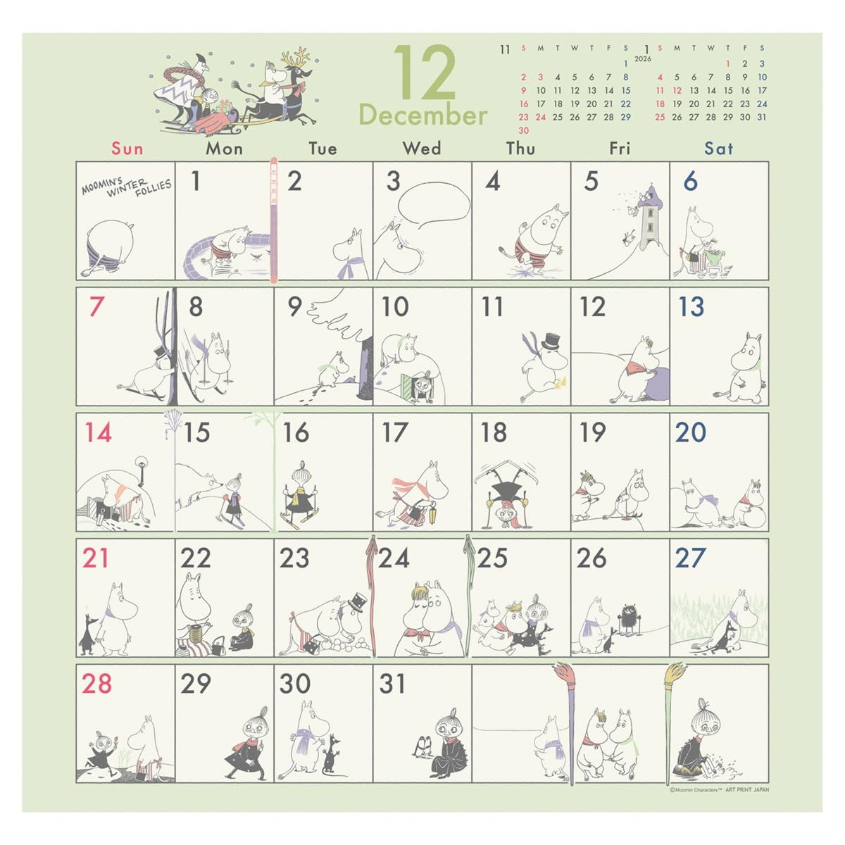 Amazon.co.jp: 2025年 ムーミン コミックデザイン カレンダー No.183