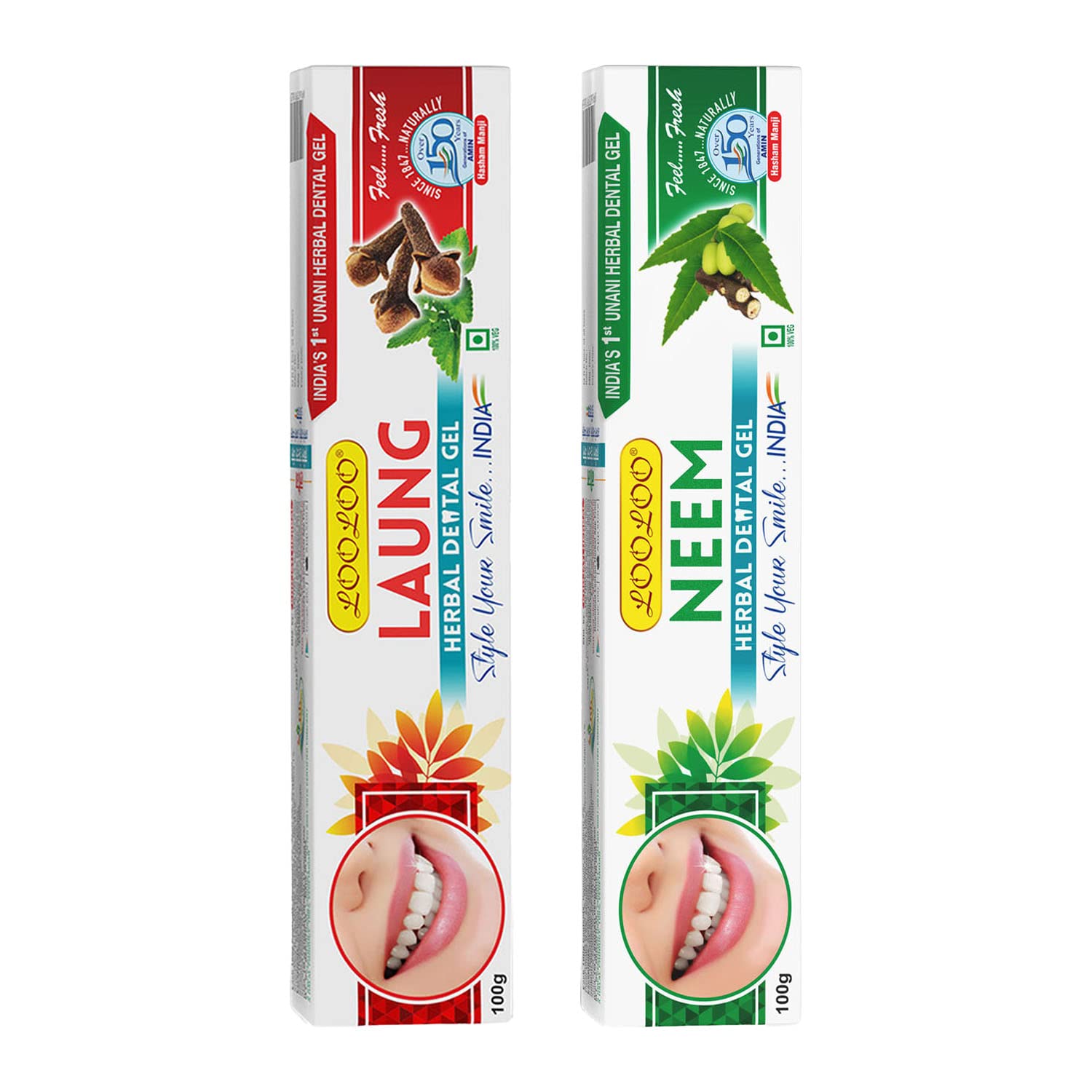 LooLoo Herbal Medicated Healthy Teeth Tooth Neem Gel -100Gm & Herbal Tooth Laung Gel-100Gm-Pack Of 2 (B0B9SW4DNH) Amazon Price History, Amazon Price Tracker