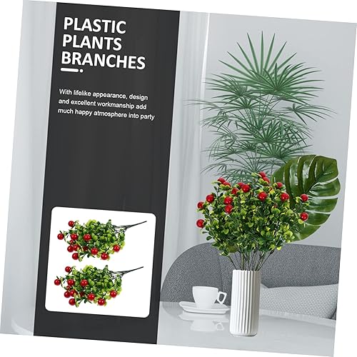 Miniatura 6 de DECHOUS 2 piezas de decoración de plantas de fruta, adornos de plantas artificiales, ramas de frutas, ramas de plástico, ramas de mesa, decoración