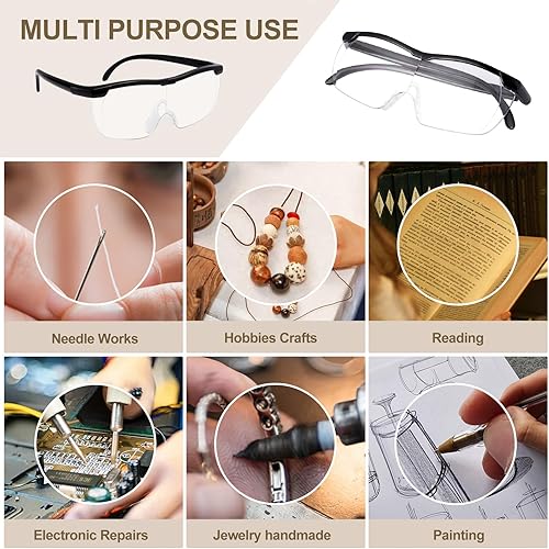 Miniatura 20 de OKH Lupas con luz, 200% de lupa iluminadas, luces LED recargables, manos libres para pasatiempos, lectura, trabajo cercano Cristal