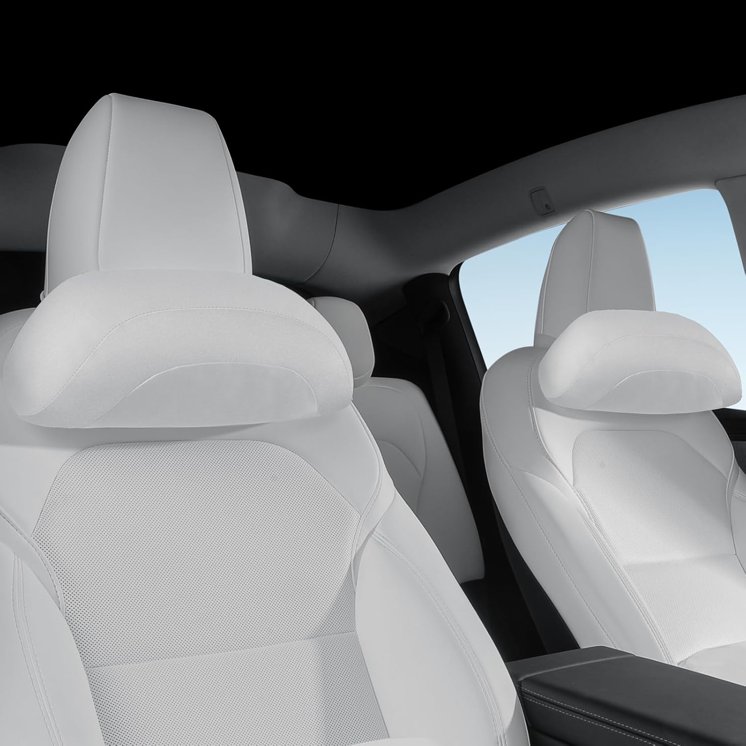 Car Headrest Pillow for Driving, Softness Ergonomic Design Universal Travel Neck Pillow for Most Cars, Office Chairs, Gaming Chairs with Extra Filler Cotton Bag (White, 2PC)