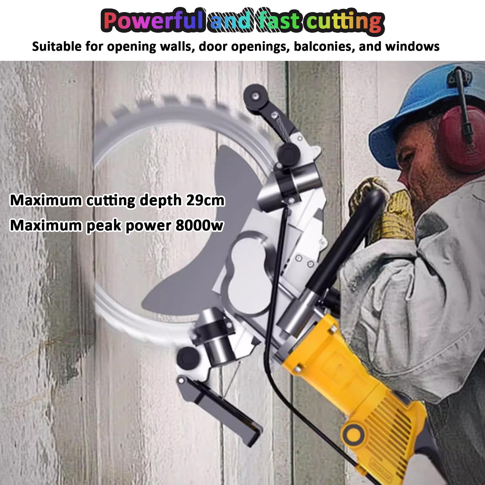 Sierra circular para hormigón, sierra eléctrica para hormigón de 2200 rpm, cortadora de muros sin escobillas de 29 cm, sierra toroidal para hormigón con supresión de polvo,WithoutToolbox