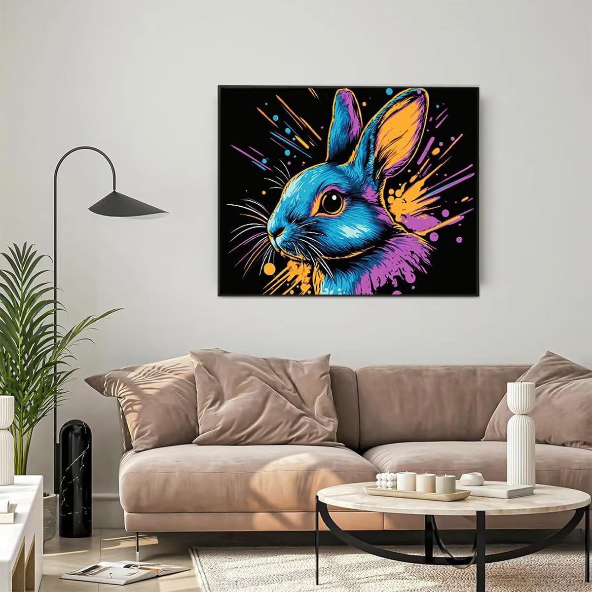 Kaninchen Dipingere con i Numeri Animale Dipingere con i Numeri per Adulti Bambini Principianti, Fai da te Paint by Numbers Kit Artigianato Hobby Adulti, La Decora la Casa Regalo 90 x 120 cm 20-G