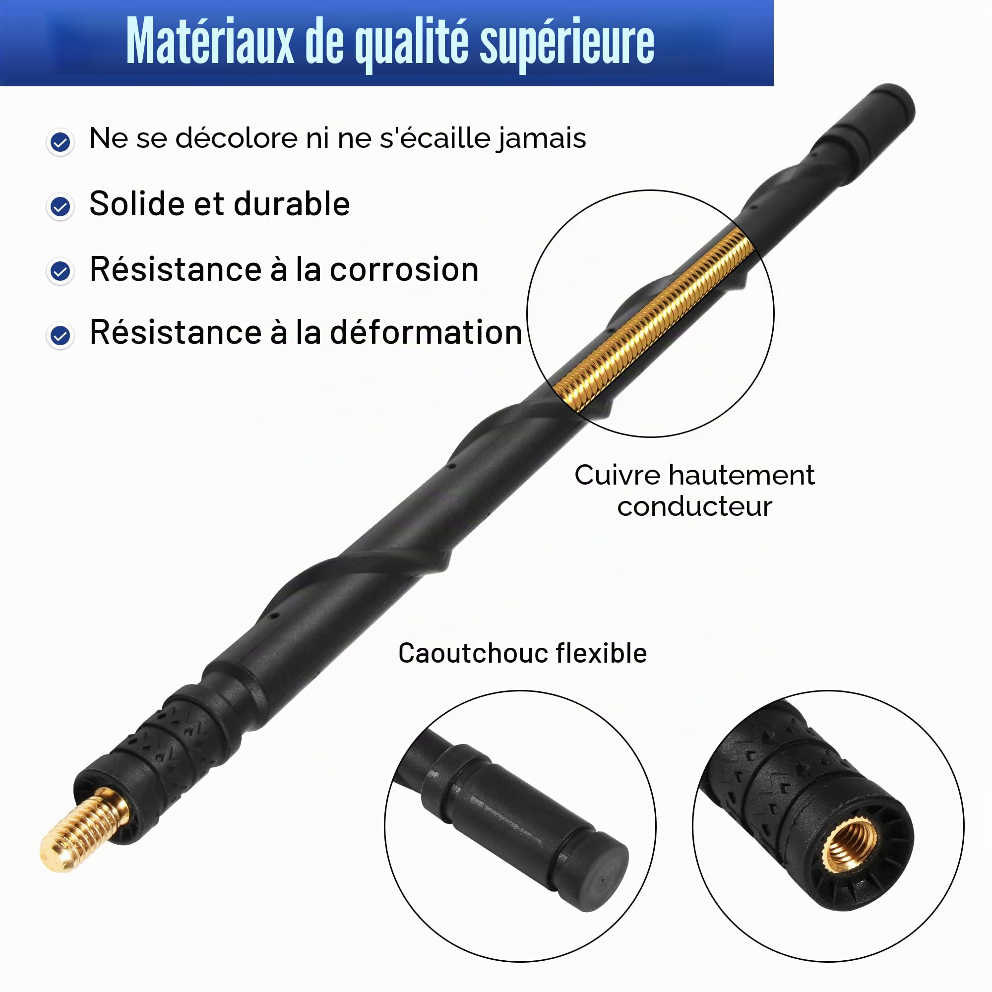 VOFONO Antenne de 33 cm pour Jeep Wrangler JK JL Gladiator JT 2007-2023, nouvelle antenne de rechange en caoutchouc flexible en spirale, accessoires Jeep Wrangler Gladiator