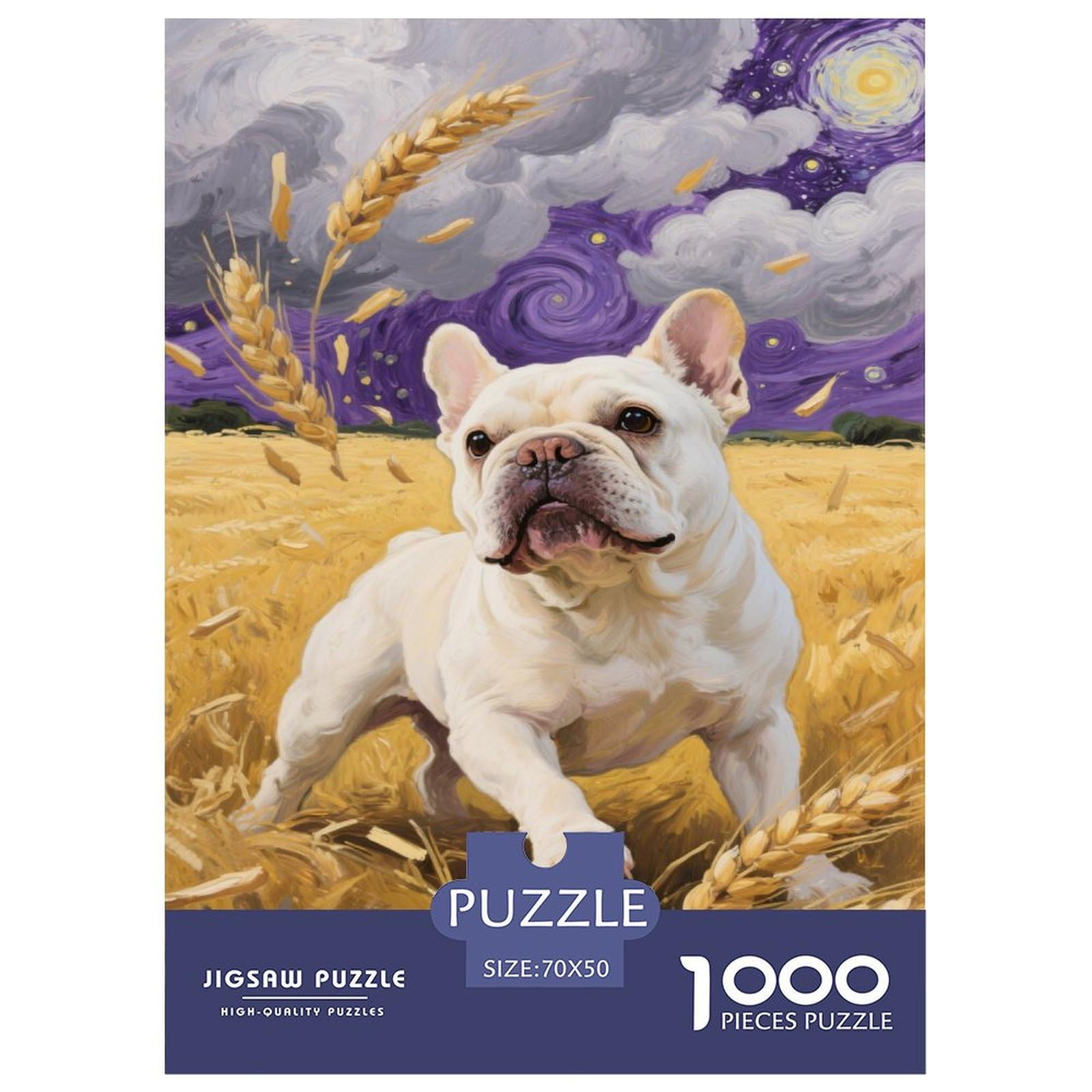 Jigsaw French Bulldog 1000 Pieces Challenge Toy for Adults,Rural Landscape Impossible Jigsaw Puzzles 1000 Pieces Educational Game 70x50cm/1000pcs — image 1