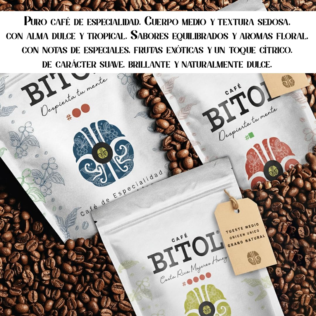 BITOL COFFEE | Pack de 3 Cafés de Especialidad en Grano Natural | Guatemala Antigua + Costa Rica Yellow Honey + Colombia Huila Supremo | Café Gourmet Tueste Medio | Arábica de Origen Único | 2500 gr