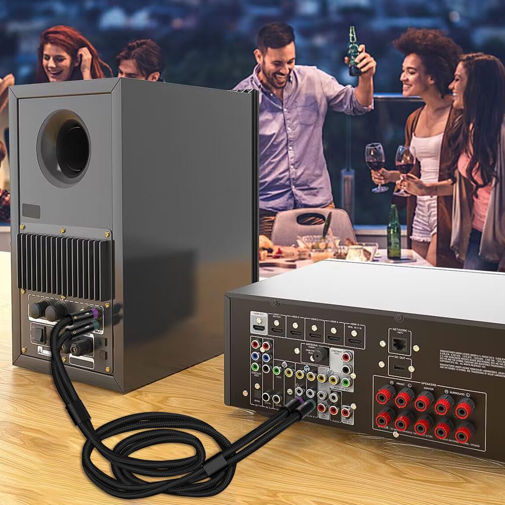 Tertullus Cavo audio RCA di fascia alta per giradischi, home cinema e impianto HiFi, placcato in argento OFC 24 K (1,5 m/4,92 ft)