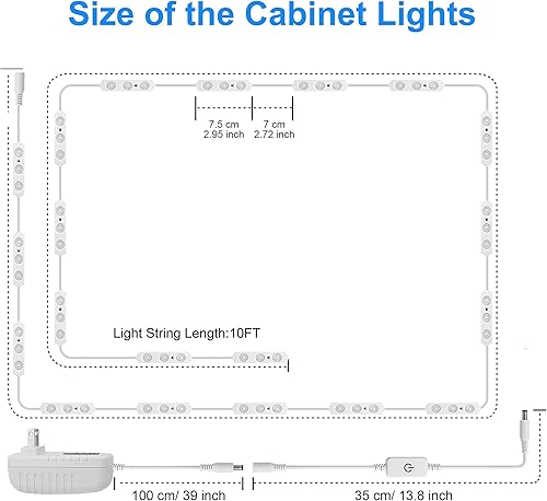 Miniatura 2 de LPHUMEX Iluminación flexible de 10 pies + 14 pies, luces LED blancas ultra brillantes, con interruptor de atenuación y adaptador de corriente, para