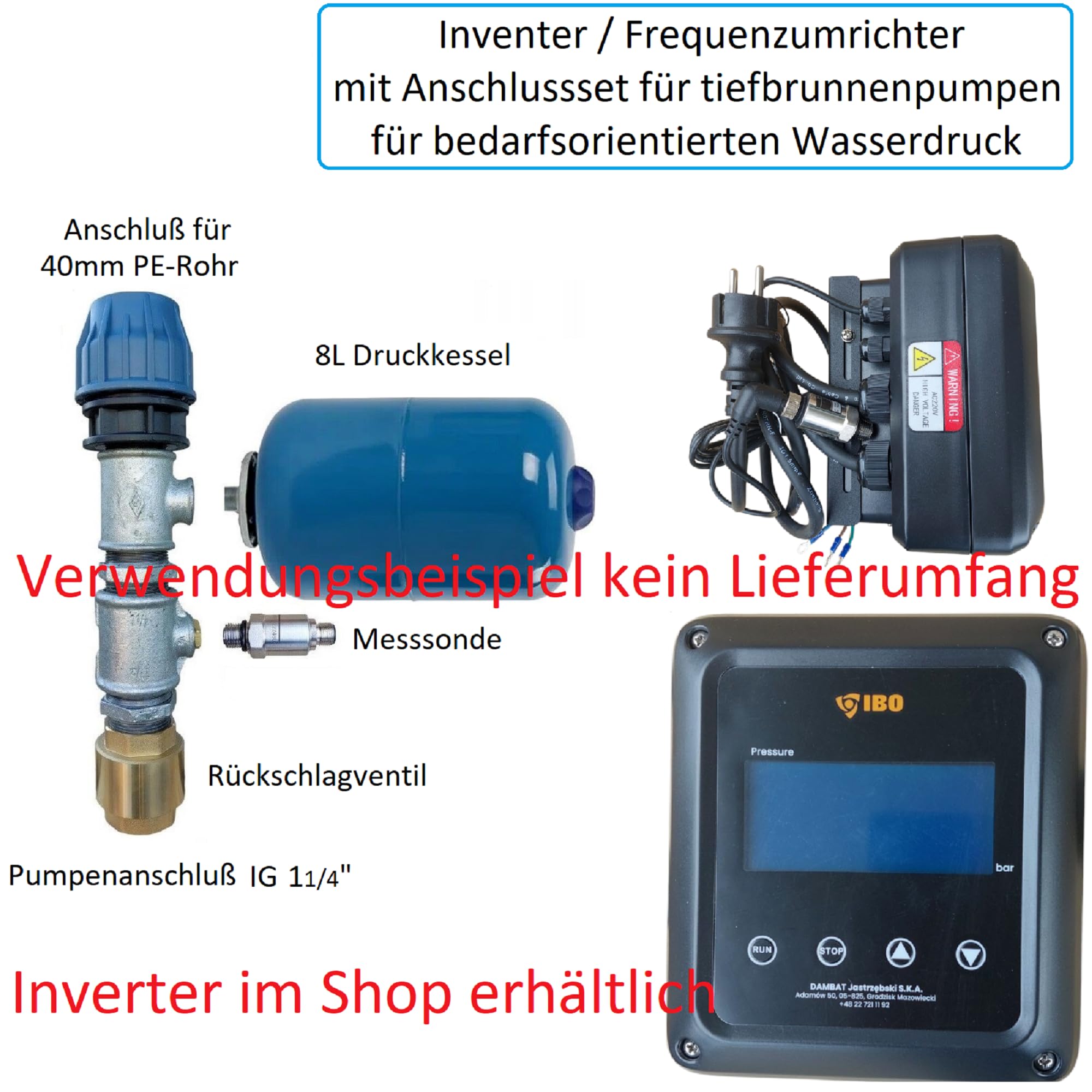 3,5" 90mm Tiefbrunnenpumpe Brunnenpumpe 6,3-13bar sandresistent bis 5% 6300L/h - 0,8kW bis 1,5kW - 230V (3,5SMD 2-12)