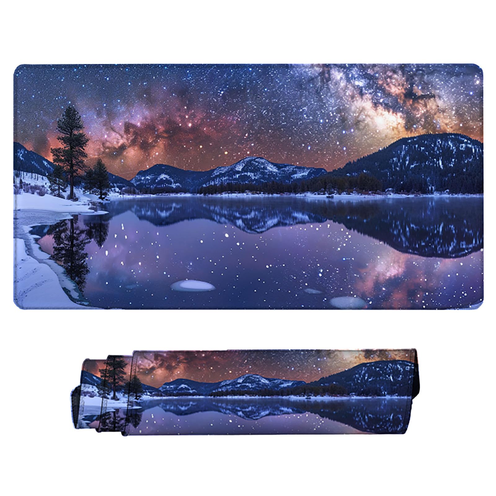 Niebieska podkładka pod mysz XXL, podkładka na biurko, 1200 x 600 cm, szyte krawędzie, podkładka pod mysz, gumowa podstawa, gwiaździste niebo, podkładka pod mysz, stabilna przyczepność na gładkich