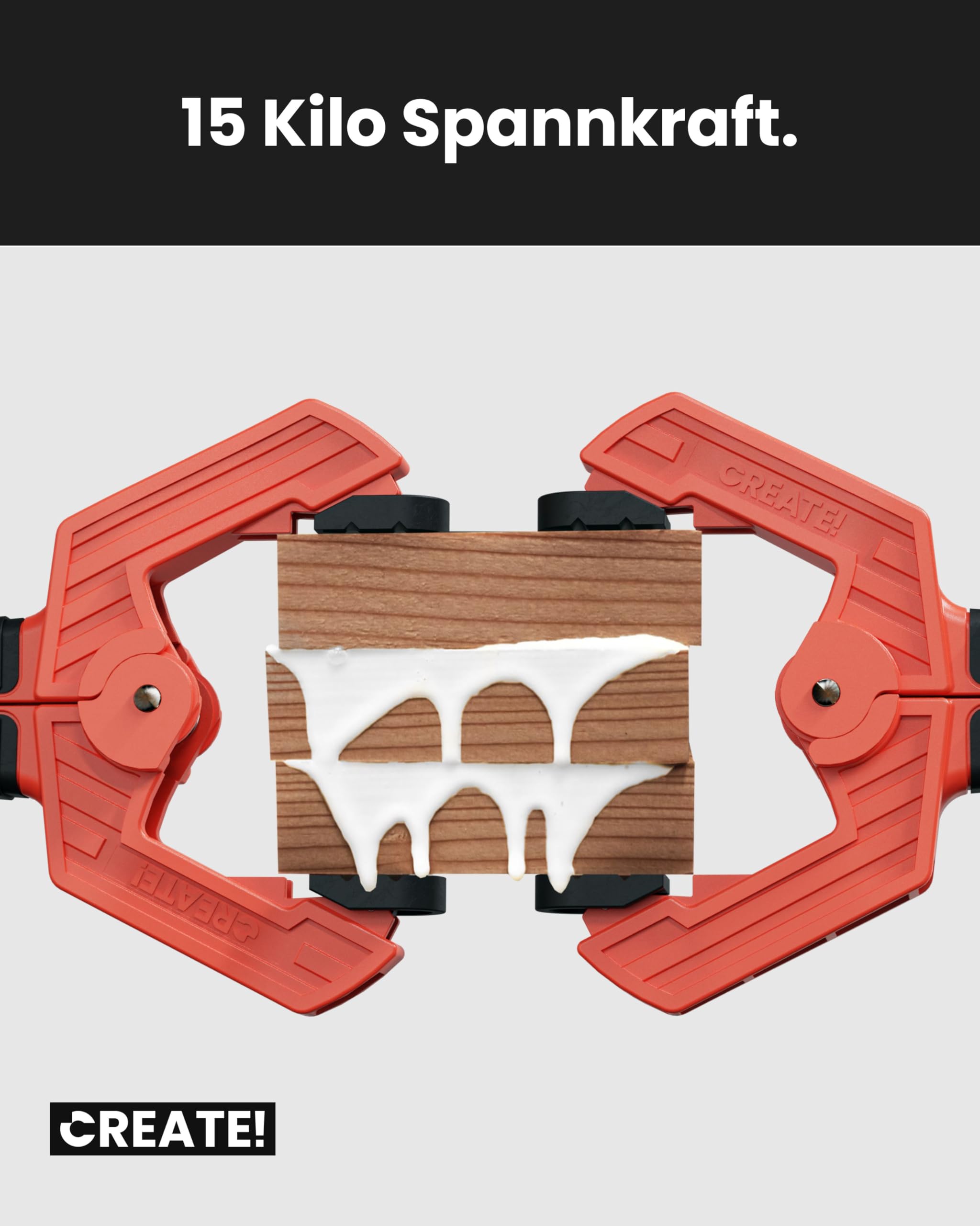 CREATE! Klemmzwingen 10-Set | 15 Kg Spannkraft | 80 mm Spannweite | Federklemmen | Federzwingen