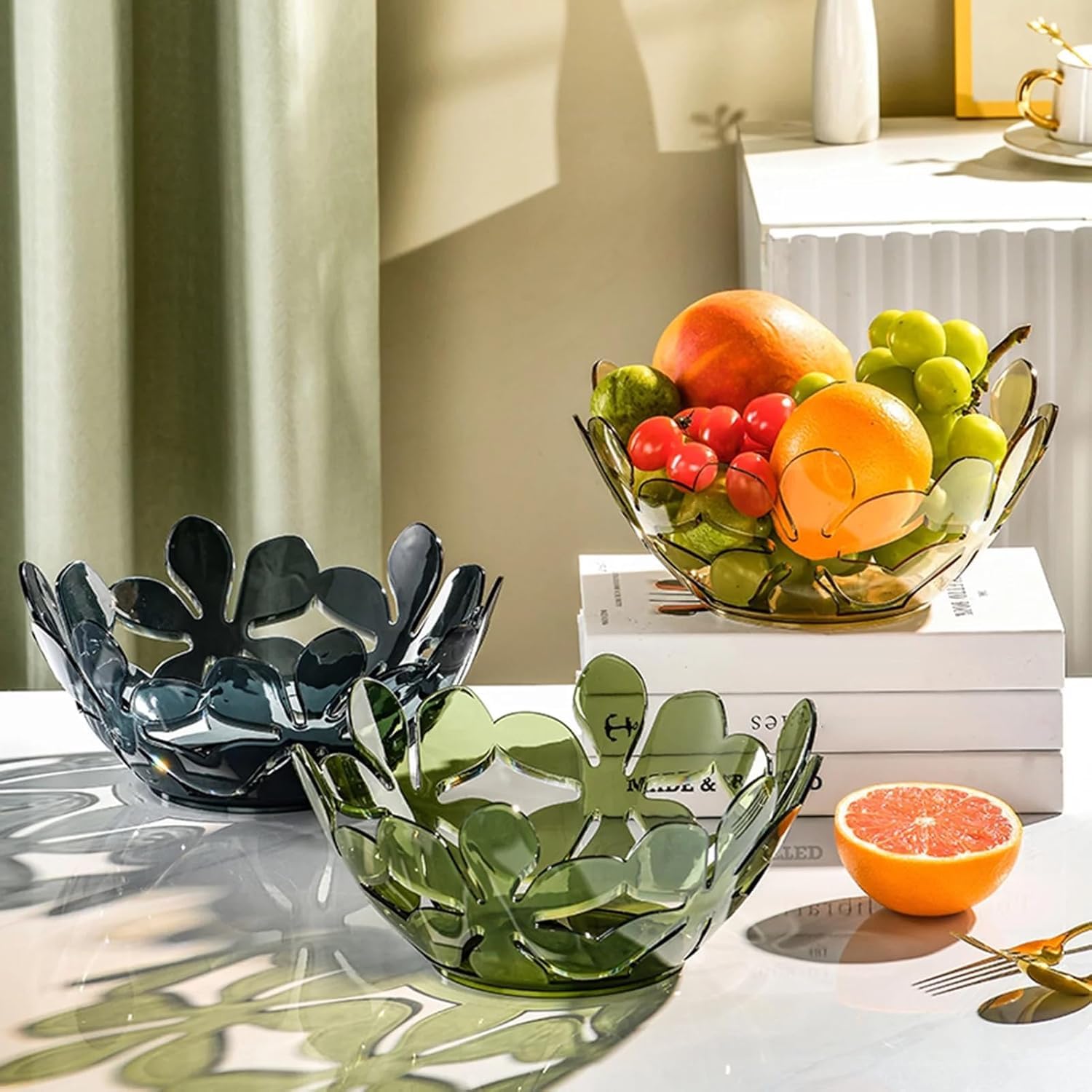 SAJANI Transparent Petal Shaped Fruit Basket, Creative Flower Cutout Fruit Bowl, Decorative Fruit Tray for Vegetables, Snacks, Bread, Fruits, and Candy (Multicolor) (Pack of 1) (Fruit Basket) (B0DC4CYPWB) Amazon Price History, Amazon Price Tracker