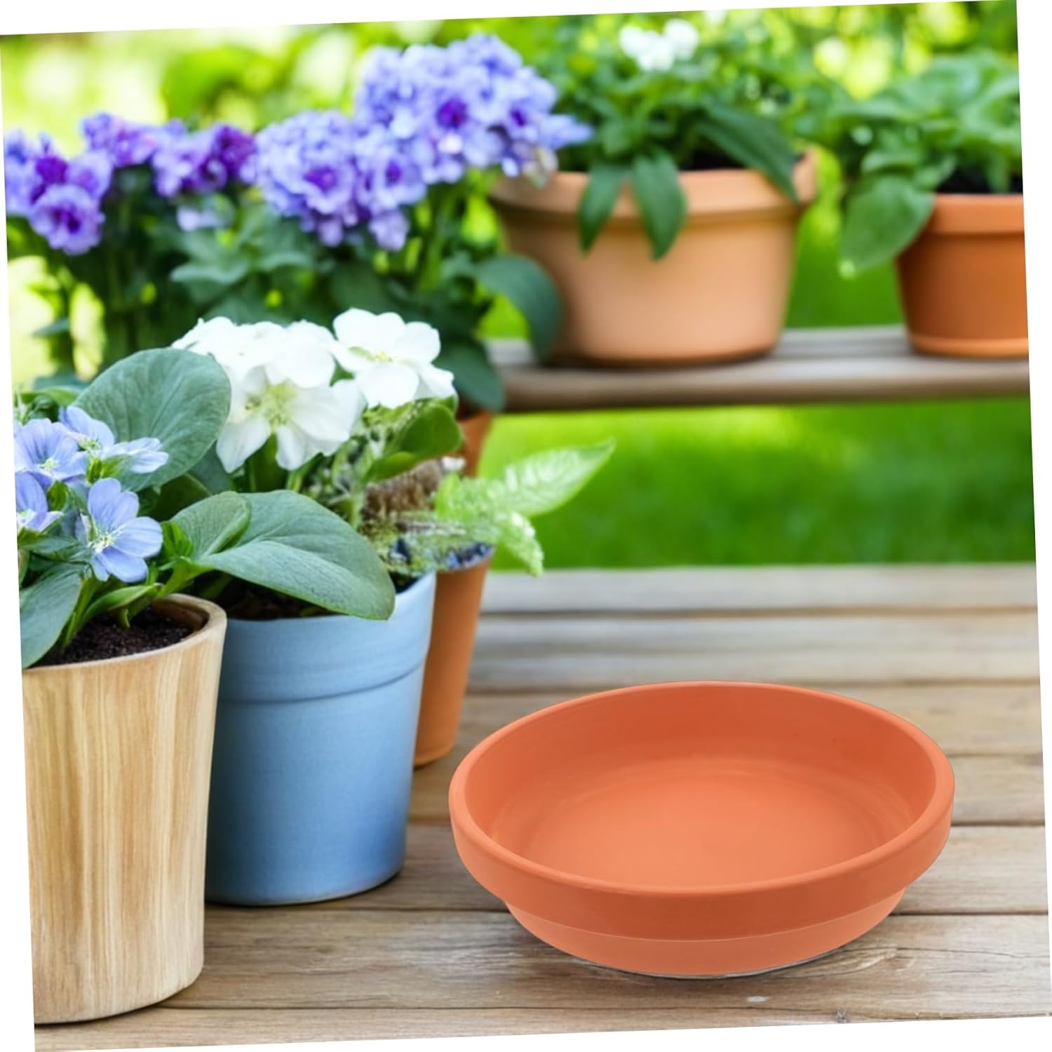 5pcs Plant Saucer Drip Tray - Flower Planter Saucers Water Catcher Round Terracotta Pot Plate with Drainage Hole for Plants