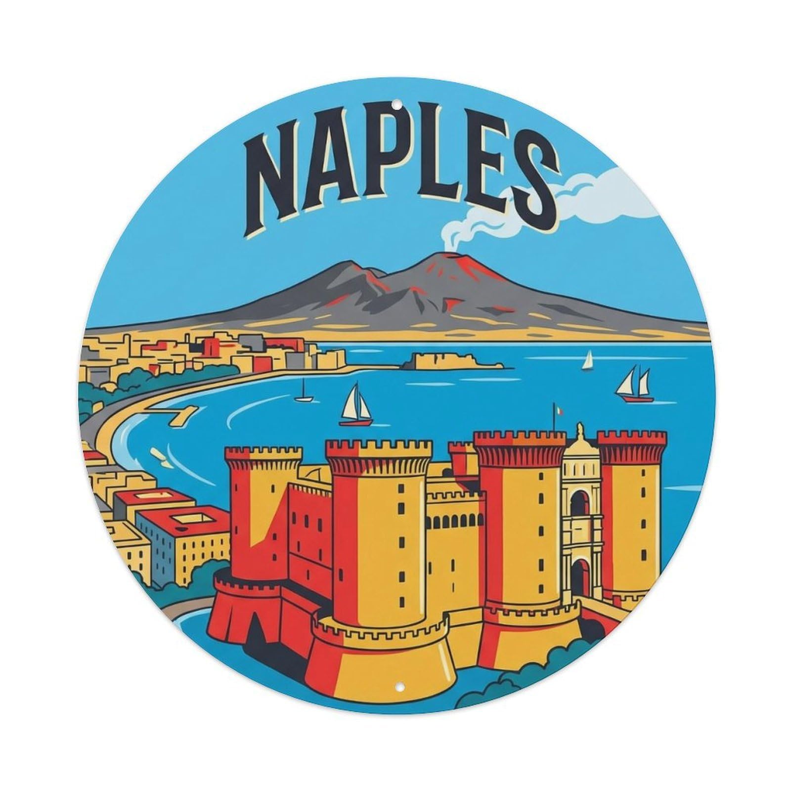Vintage Travel Italy Naples Metal Tin Sign